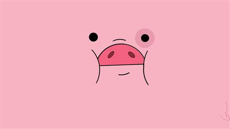 a pink pig with black eyes and nose