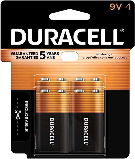 Amazon.com: Duracell Coppertop 9V Battery, 4 Count Pack, 9-Volt Battery ...