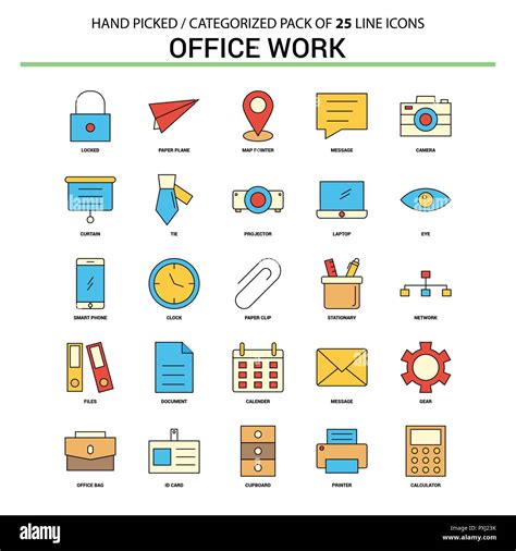 Office work Flat Line Icon Set - Business Concept Icons Design Stock ...