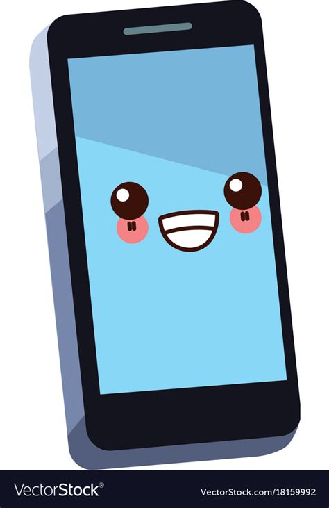 Smartphone mobile technology kawaii cute cartoon Vector Image