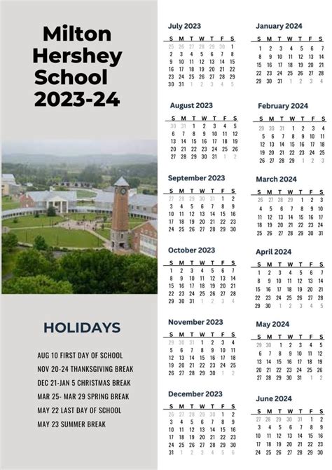 Milton Hershey School Calendar Holidays 2023-2024