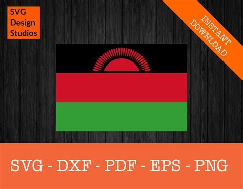 Malawi Flag SVG Cut File - PNG - DXF - Cricut - Vector Clipart - Design ...