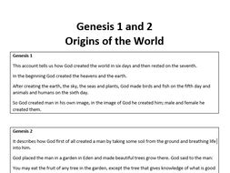 Genesis 1 and 2 Comparison Worksheet | Teaching Resources