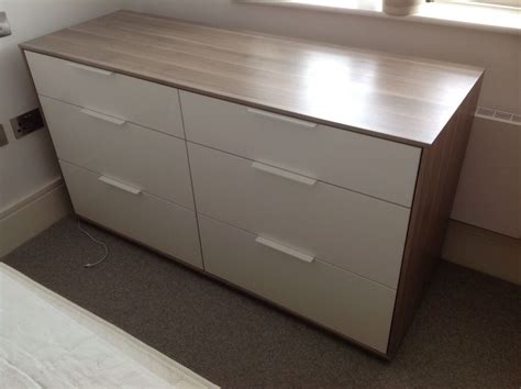 IKEA NYVOLL 6-drawer dresser, light gray, white | in Bodicote ...
