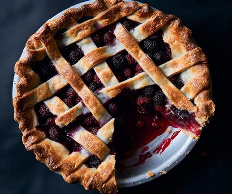 Premium AI Image | A classic blackberry pie with a flaky crust