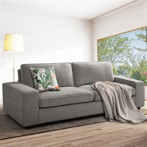 COHOME Modern Loveseat Sofa for Apartment, 88.58" Grey Chenille with ...