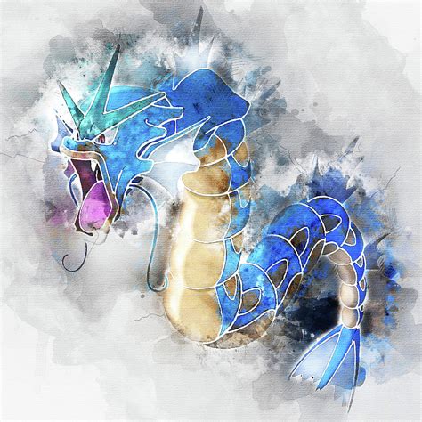 Pokemon Gyarados Abstract Portrait - by Diana Van Painting by Diana Van ...