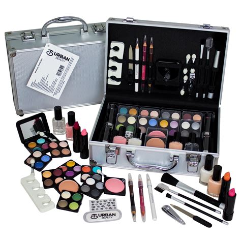 60 Piece Urban Beauty Travel Cosmetic Vanity Case Make Up Gift Set Train Box - Nails Eyes Lips ...