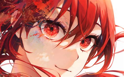 Anime Anime Girls Redhead Red Eyes Closeup Wallpaper - Resolution ...