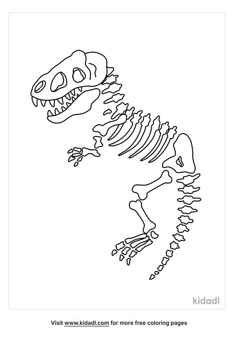 T Rex Skeleton Coloring Page