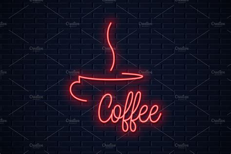 Coffee cup neon sign. Coffee neon | Graphic Objects ~ Creative Market