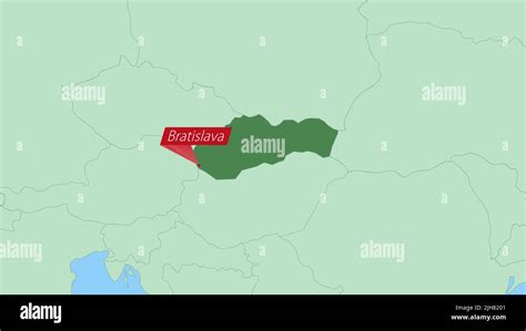 Map of Slovakia with pin of country capital. Slovakia Map with ...