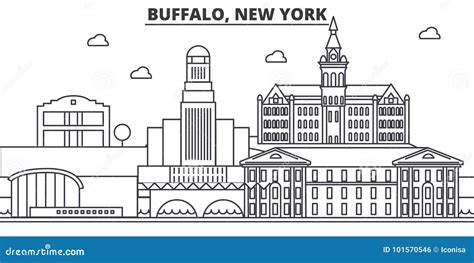 Buffalo, New York Architecture Line Skyline Illustration. Linear Vector ...