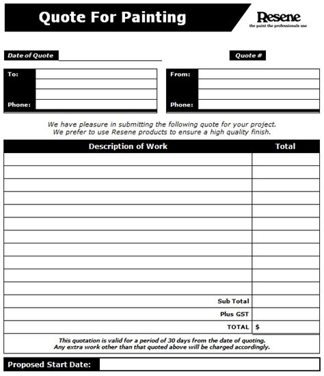 Painting Estimate Templates