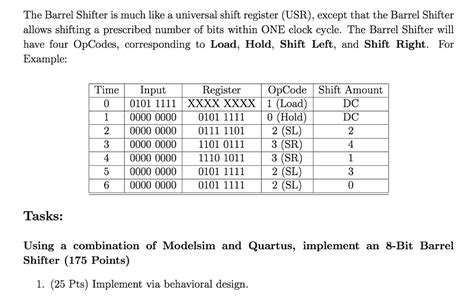 SOLVED: The Barrel Shifter is much like a universal shift register (USR), except that the Barrel ...