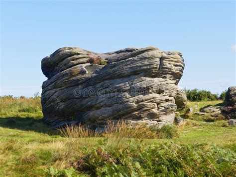 Gritstone Rock Formation on Curbar Edge on a Frosty Morning. Stock Photo - Image of field ...