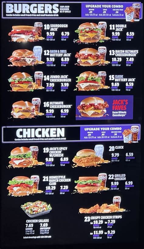 Jack In The Box menu – SLC menu