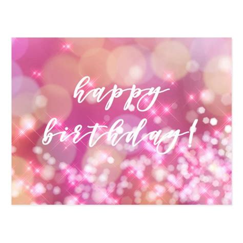 Happy Birthday! Glamorous Pink Sparkles Postcard | Zazzle.com