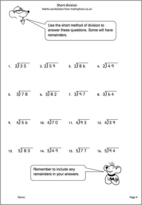 Division With Remainders Worksheet Grade 3