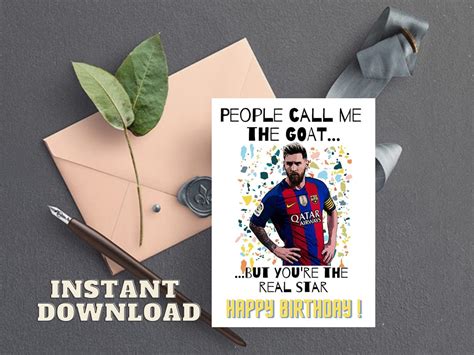 Messi Birthday Card Football Printable Card Leo Messi - Etsy