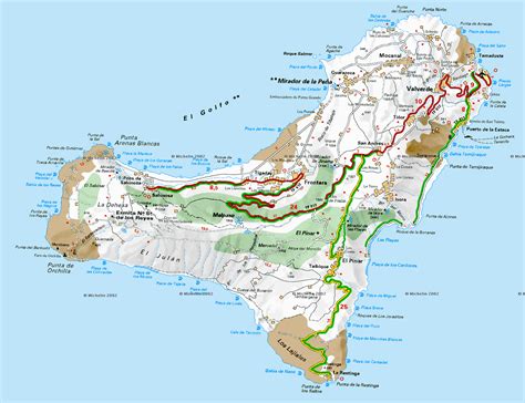 mapa carreteras y poblaciones de El Hierro - LANDIVE.ES