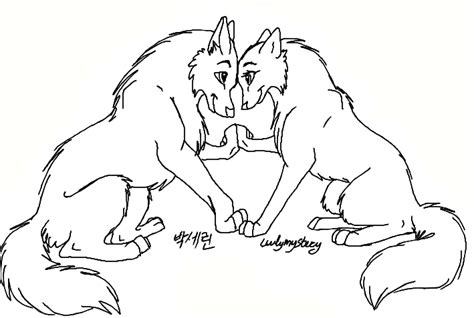 Here's the Paint-Friendly version of the Dog/Wolf Couple Lineart ...