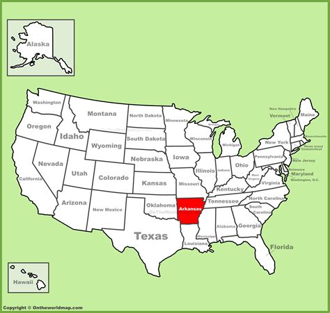 Arkansas location on the U.S. Map