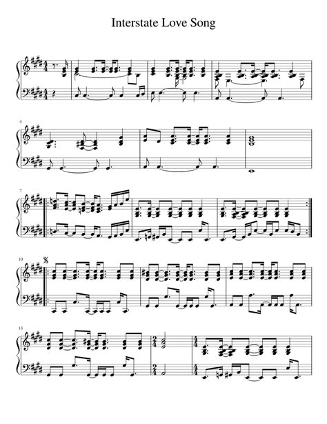 Interstate Love Song sheet music for Piano download free in PDF or MIDI