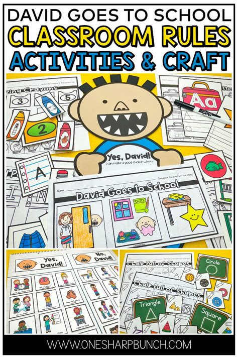 David Goes to School Activities and Craft - One Sharp Bunch