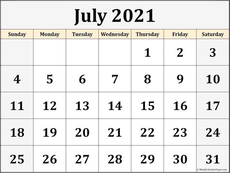 20+ July 2021 Calendar - Free Download Printable Calendar Templates ️
