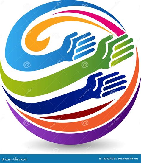 Globe hands logo stock vector. Illustration of emblem - 132433738