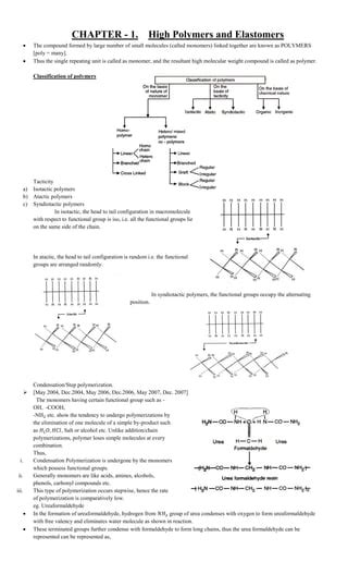 1 high polymers and elastomers | PDF