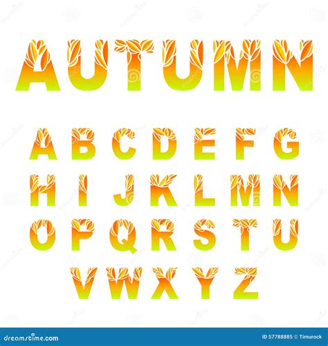 Autumn Leaves Font stock vector. Illustration of autumn - 57788885