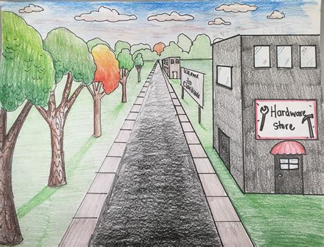 1 Point Perspective Road