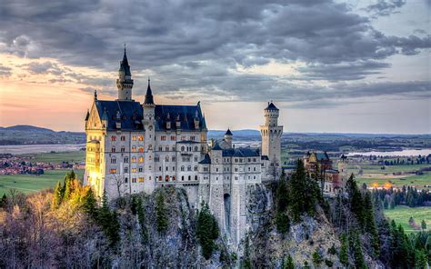 HD wallpaper: white castle, neuschwanstein castle, bavaria, germany, mountain | Wallpaper Flare