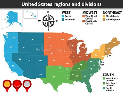 United States Regions and Divisions Map