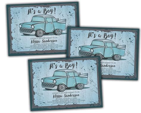 Vintage Car Baby Shower Invitations Boy | Party Print Express