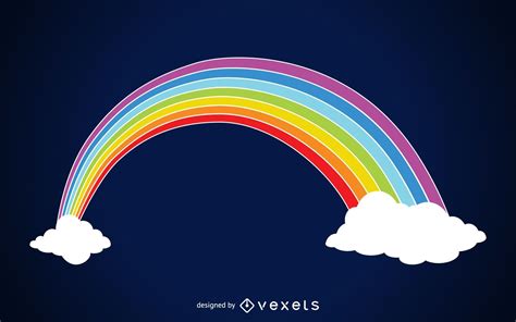 Rainbow On Clouds Illustration Vector Download