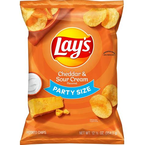 Lay's Cheddar & Sour Cream Flavored Potato Chips, Party Size, 12.5 oz Bag - Walmart.com ...