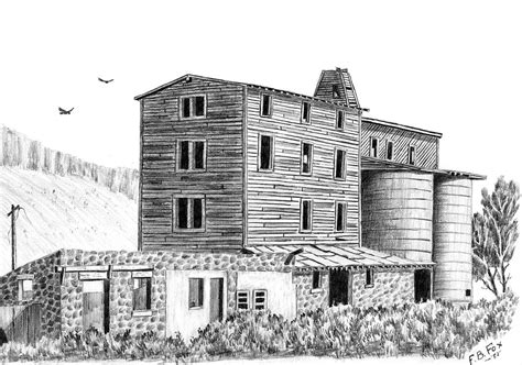 Grain Silo Drawing by Silver Fox - Fine Art America