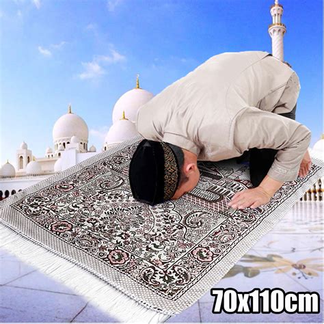 Islamic Travel Prayer Mat Rug Blanket Hajj Umrah Ramadan Tassel Carpet ...