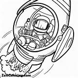 Astronaut Inside Rocket Ship Coloring Page Printable  Pages sketch template