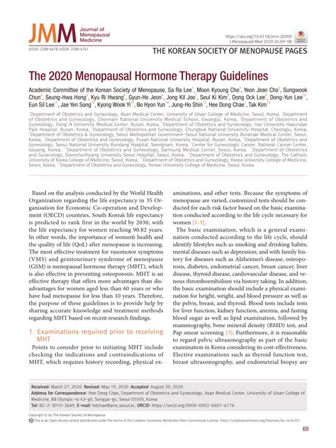 (PDF) The 2020 Menopausal Hormone Therapy Guidelines