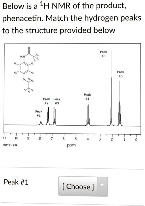 SOLVED: Below is a 1H NMR of the product: phenacetin. Match the hydrogen peaks to the structure ...