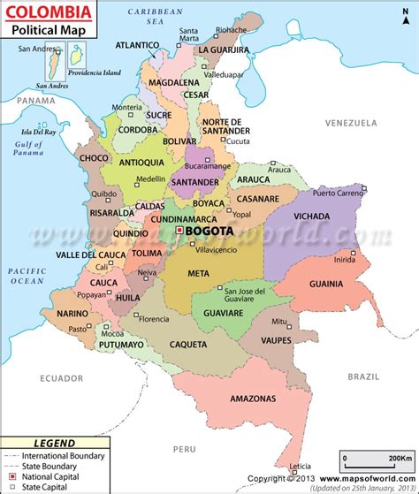 Map of Colombia South America | Colombia Political Map