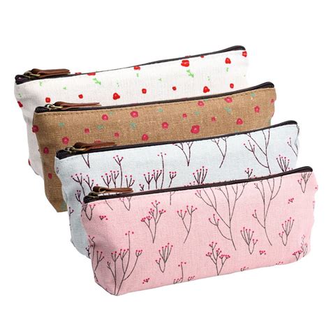 Cute canvas pencil bags/pouches (set of 4) only $7.59