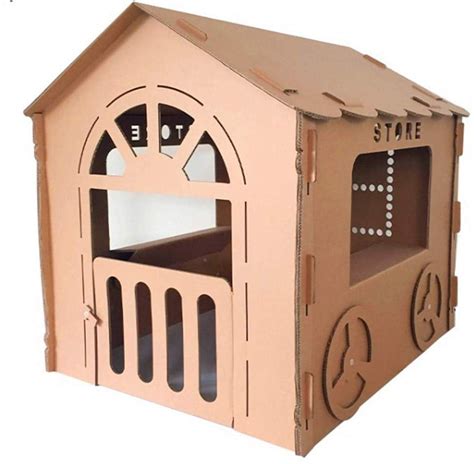 Seny Cardboard Kid Playhouse Corrugated Box Play House Dollhouses W47 x ...