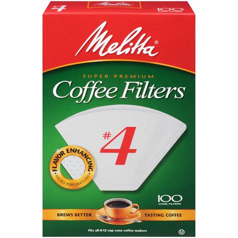 Melitta #4 White Cone Coffee Filters, 100 Ct - Walmart.com