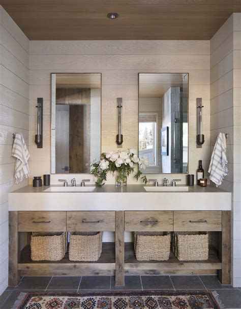 Rustic lake house retreat inspired by gorgeous Lake Tahoe surroundings | Lake house bathroom ...