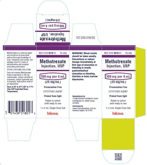 Methotrexate Injection - FDA prescribing information, side effects and uses